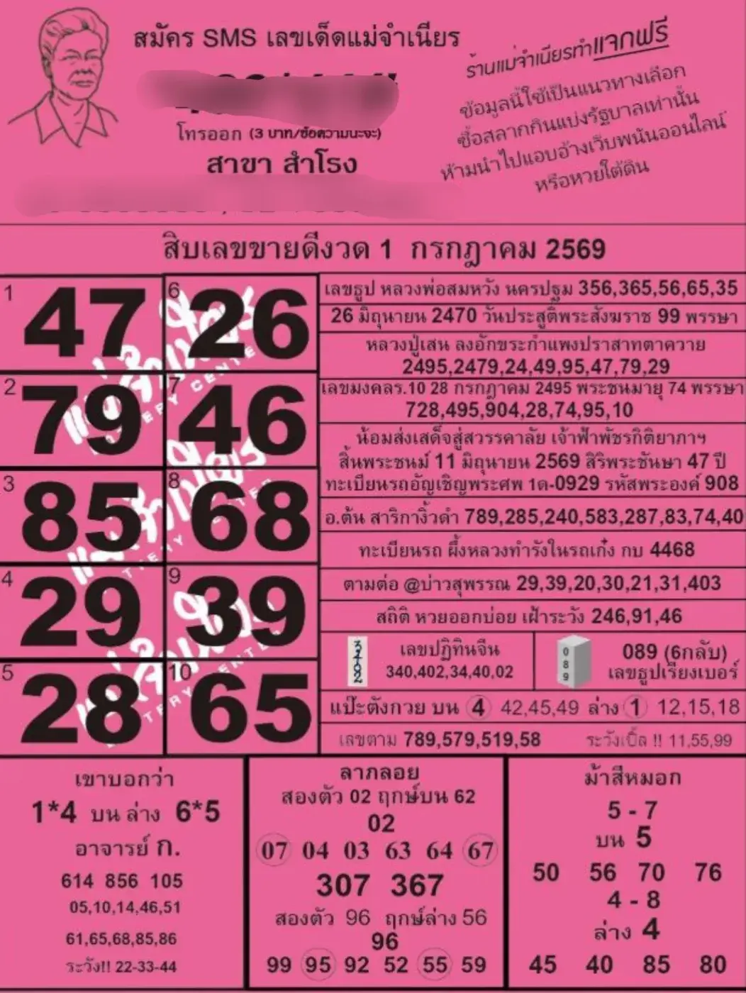 หวยแม่จำเนียร 1/7/69