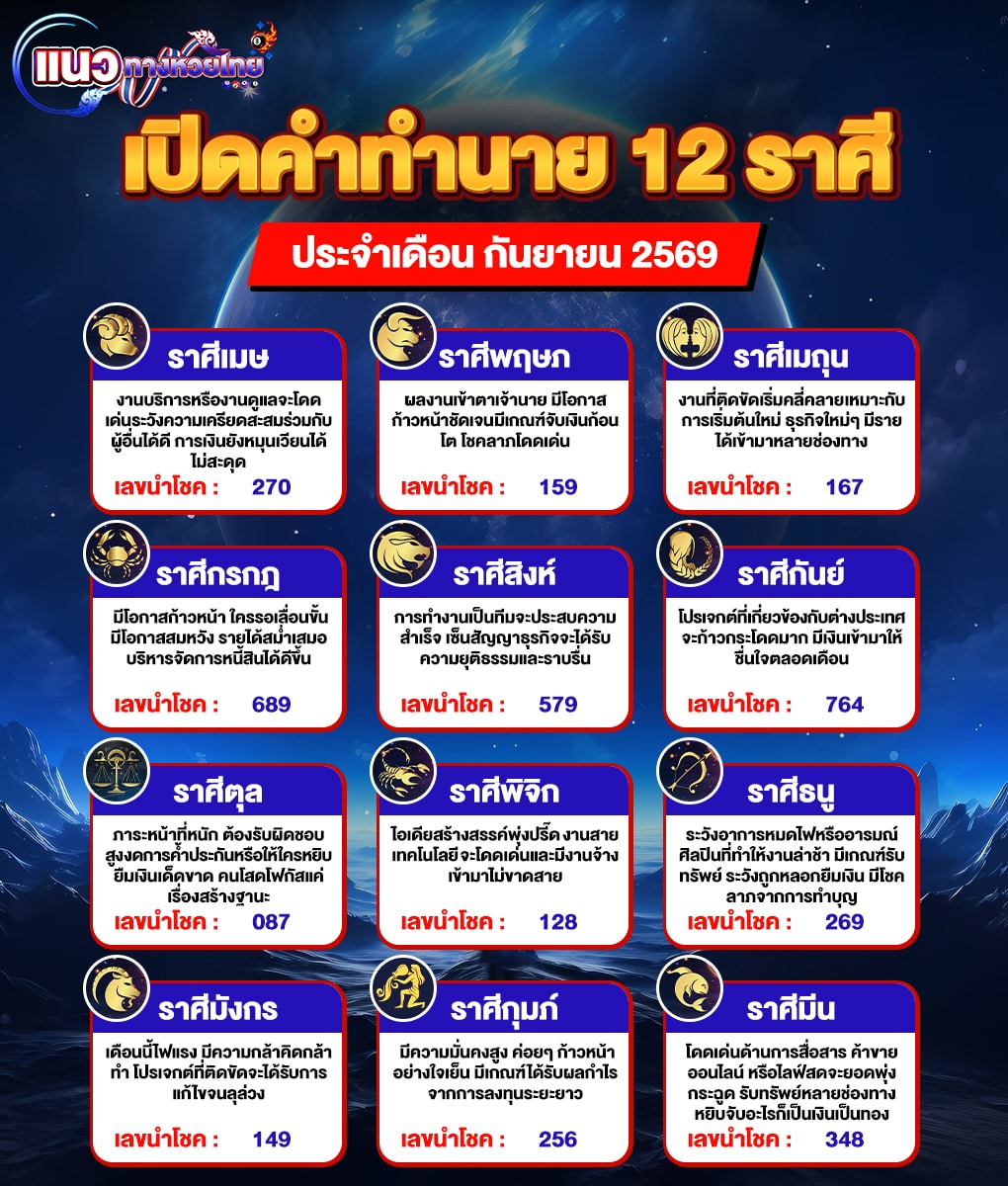 ดูดวงเดือนกันยายน 2569