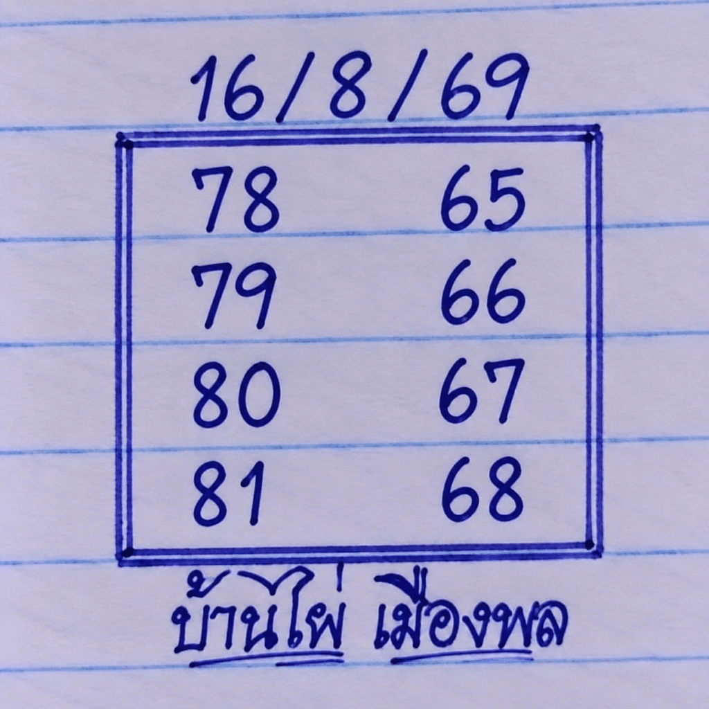 หวยบ้านไผ่เมืองพล 16/8/69