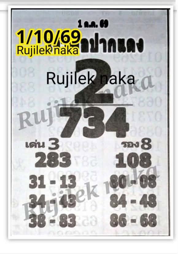 หวยหลวงพ่อปากแดง 1/10/69
