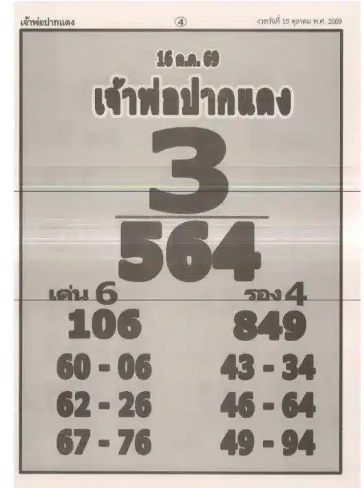 หวยหลวงพ่อปากแดง 16/10/69